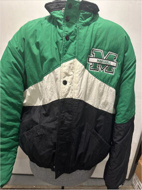 Vintage DeLong Marshall University Thundering Herd Puffer Jacket Green Sz L